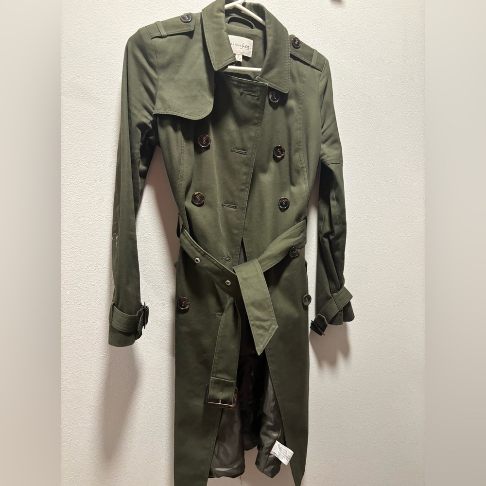 Maison Jules Khaki Coat with Button Accents